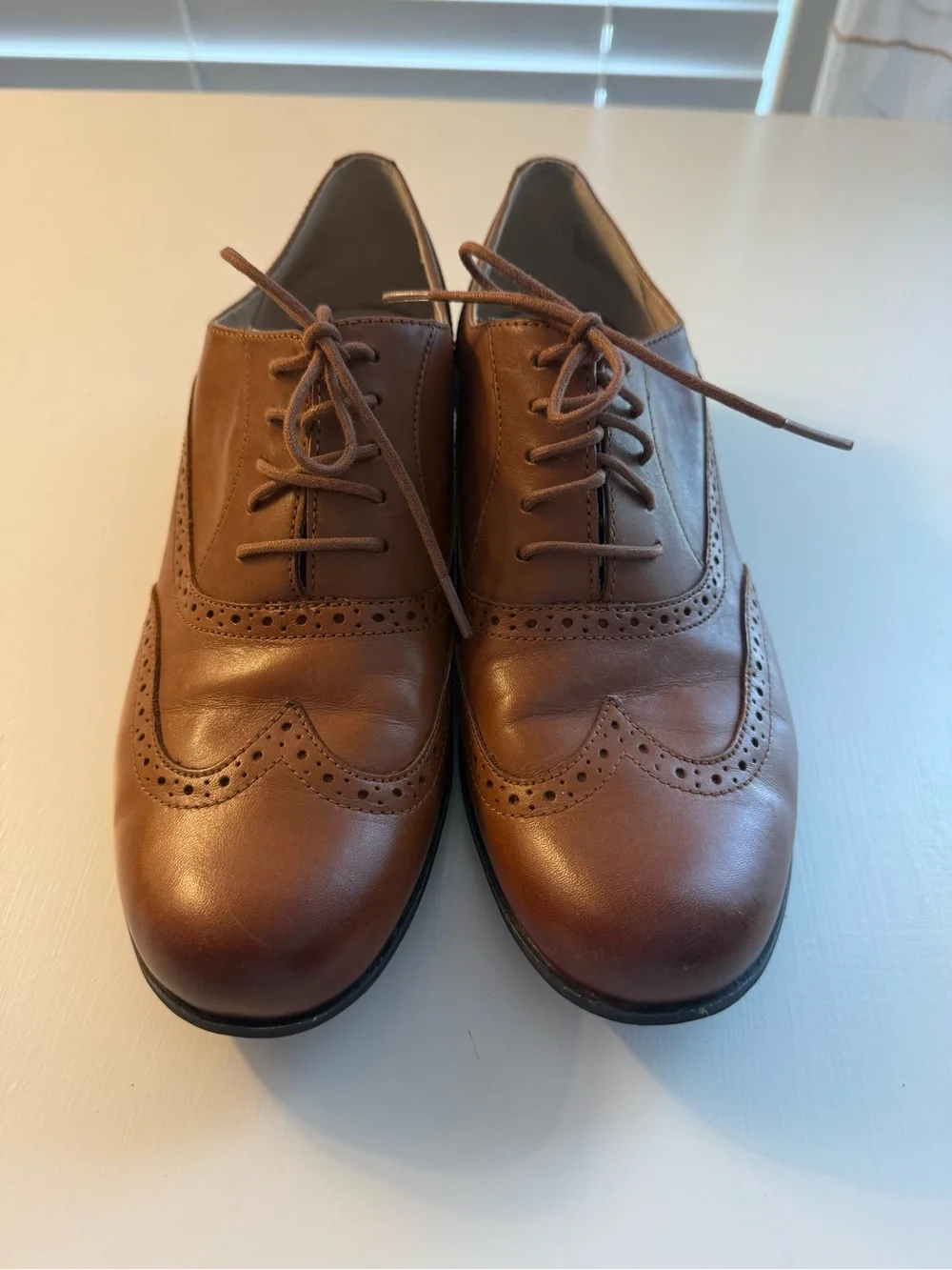 Clarks Women's Brown Leather Wingtip Oxfords